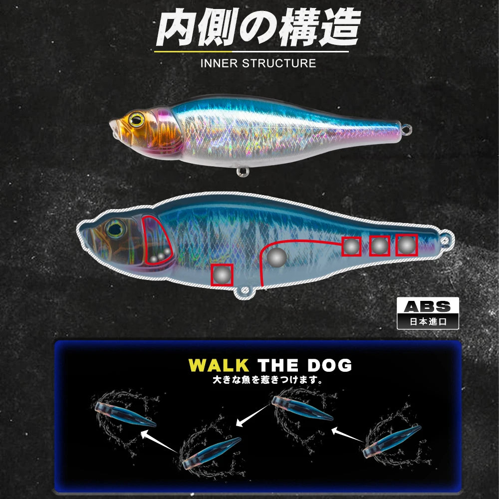 D1 Fishing Spitting Wire 95F 14G Poppers Pencil Hard Baits Bass Fishing Topwater Surface Lure Rattle Sounds 2021 Pesca Tackle