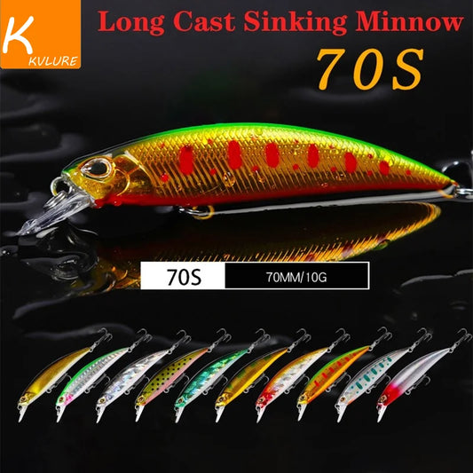 7cm 10g Fishing Lure Minnow Wobbler 70S Long Cast Quickly Sinking Vibration Jerkbait Swimbait Artificial Hard Bait Bass Bait