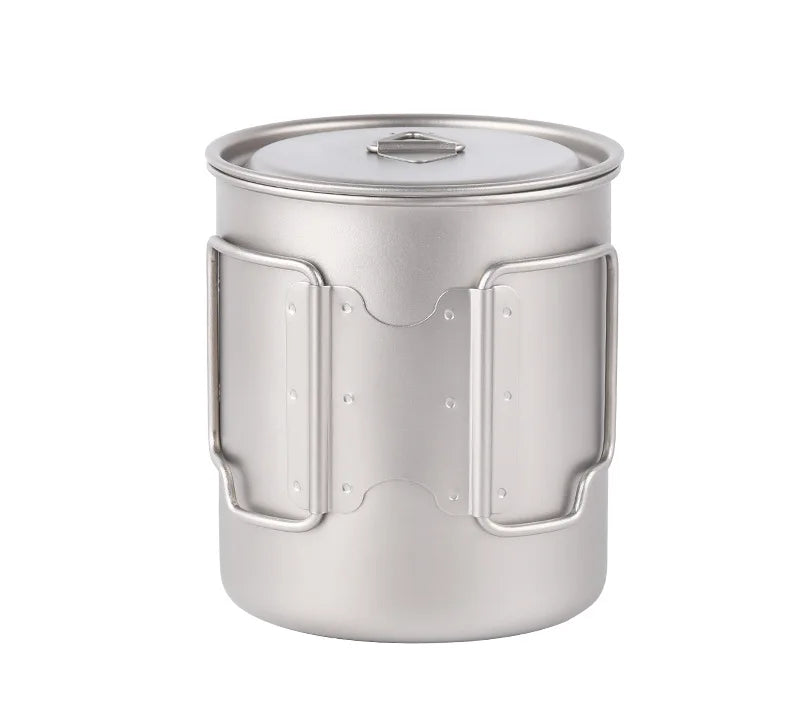 Outdoor Titanium Pot 450ml 550ml 650ml 750ml Picnic Titanium Camping Cookware Water Mug