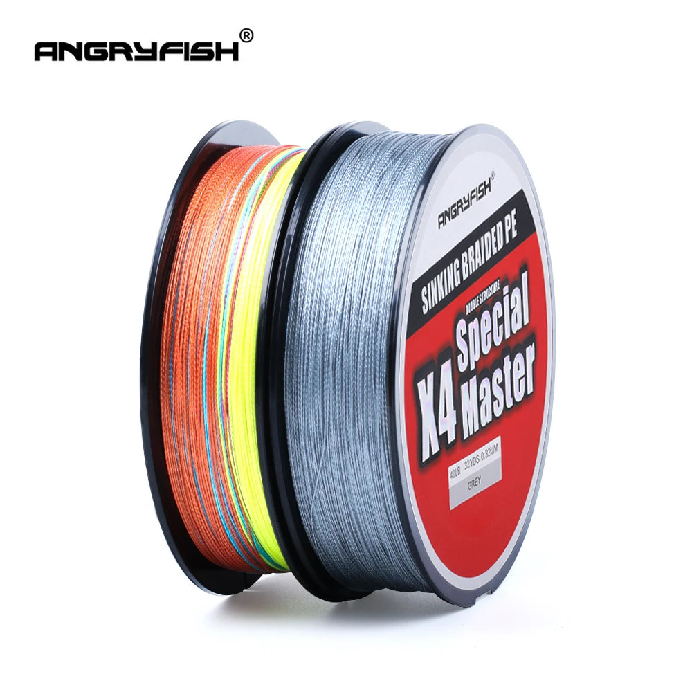 Angryfish X4 500M Master Series 4+1 Fast Sinking Braided Line Double Structre Smooth Strong tension Braided PE 12-80LB