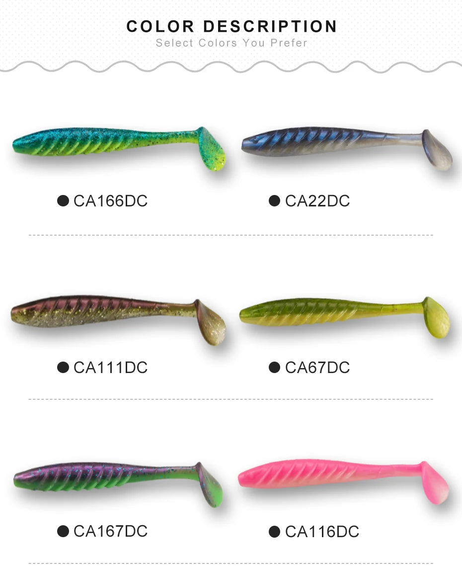 ESFISHING Soft Fishing Lure Ripple 100mm 4.7g 6pcs Wobbler for Pike Bass Isca Silicone Artificial Baits Pesca Fishing Tackle