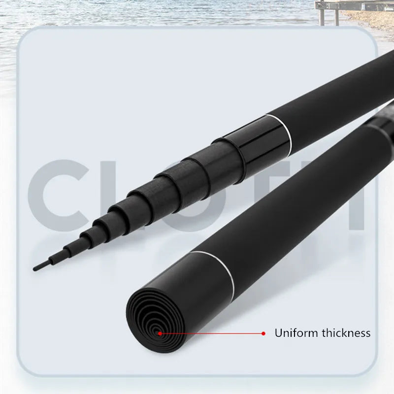 VBONI High quality super Light hard carbon fiber telescopic fishing rod freshwater hand pole 3.6/4.5/5.4/6.3/7/8/9M stream pole