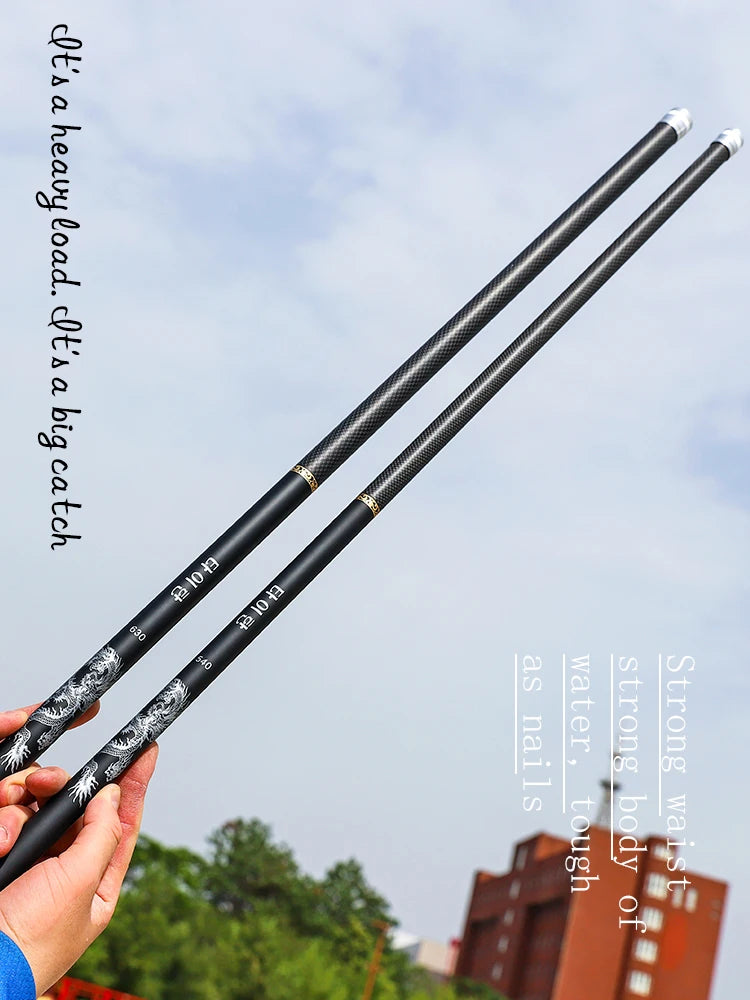 Super Light Hard  High Carbon Fiber Telescopic Hand Pole Fishing Rod3.6M4.5M5.4M6.3M7.2M8M9M10M Freshwater Send spare tip