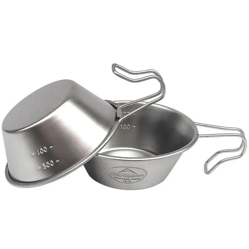Campingmoon Tableware Portable Thickened Camping Stainless Steel Bowl Camping Picnic Multi-Function Bowl Outdoor Tableware 310Ml