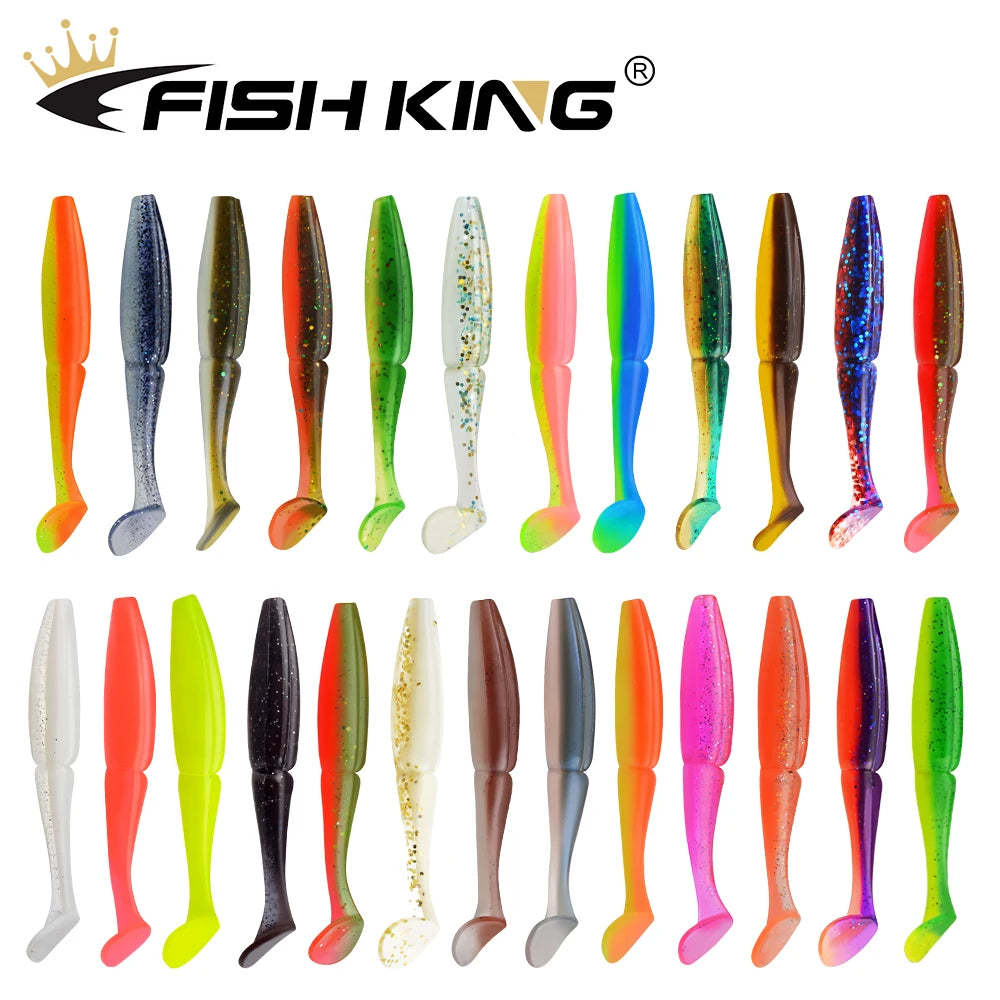 FISH KING 10pcs/pack One Up Shad Fishing Lure 90mm/7g Soft Bait Silicone Fishing Wobbler Bass Bait Artificial Fishing soft Lures