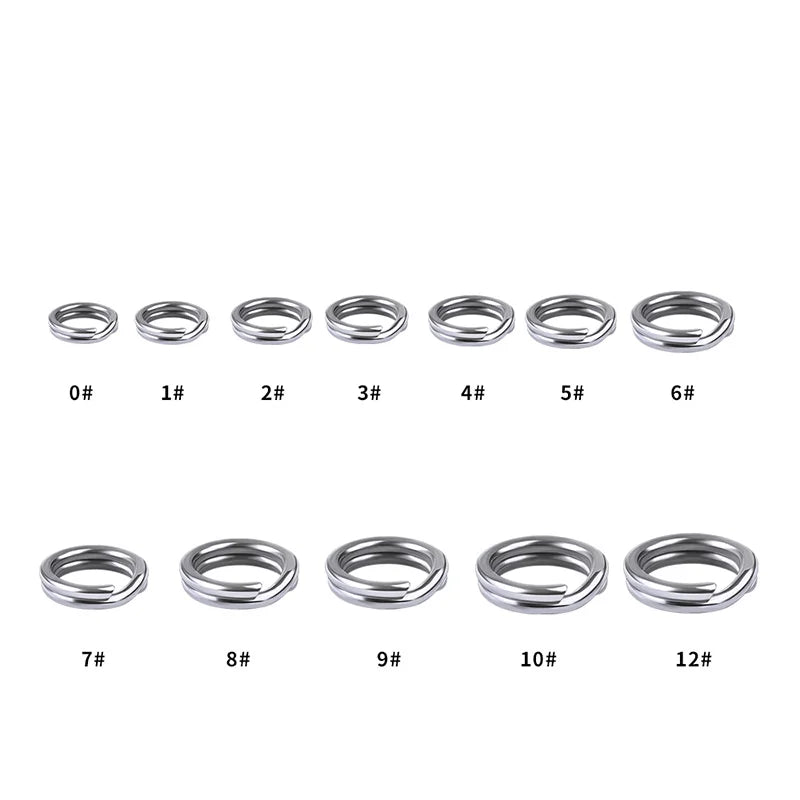 KATYUSHA 20Pcs Split Fishing Rings 0#-12# Stainless Steel Split Rings Lure Strengthen Connecting Rings For Fishing Accessories
