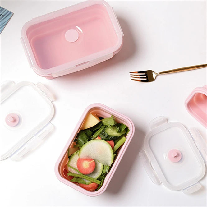 100pcs Mini Silicone Collapsible Lunch Box Food Storage Container Bento Microwavable Portable Picnic Camping Outdoor Lunch Box