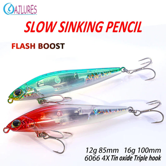 1Pcs Sinking Pencil Fishing Lures 12g 16g Flash Boost Pencil Artificial High Quality Hard Bait Wobbler Crankbait Fishing Tackle