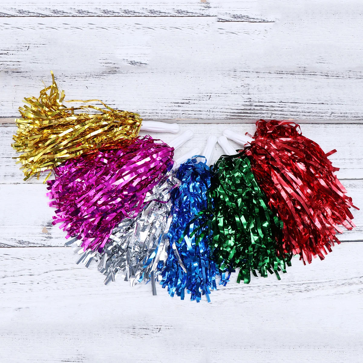 12pcs Straight Handle Cheering Poms Spirited Fun Cheerleading Kit Cheer Props for Performance Competition Cheering Sports Events