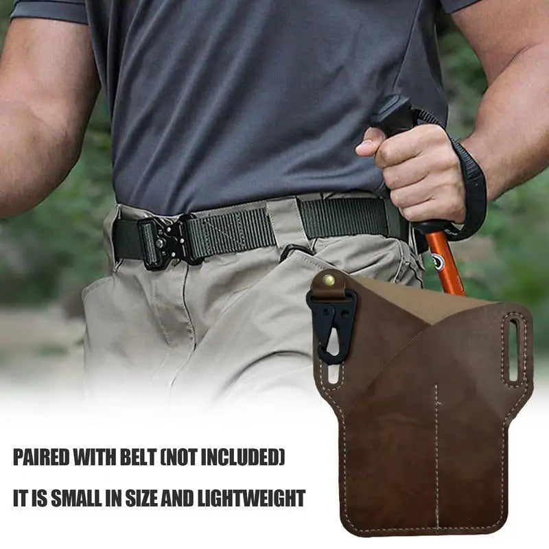 Belt Phone Pouch Leather Belt Phone Holder Vintage Pouch Men's Cell Phone Waist Organizer With Belt Loop For Running Picnic