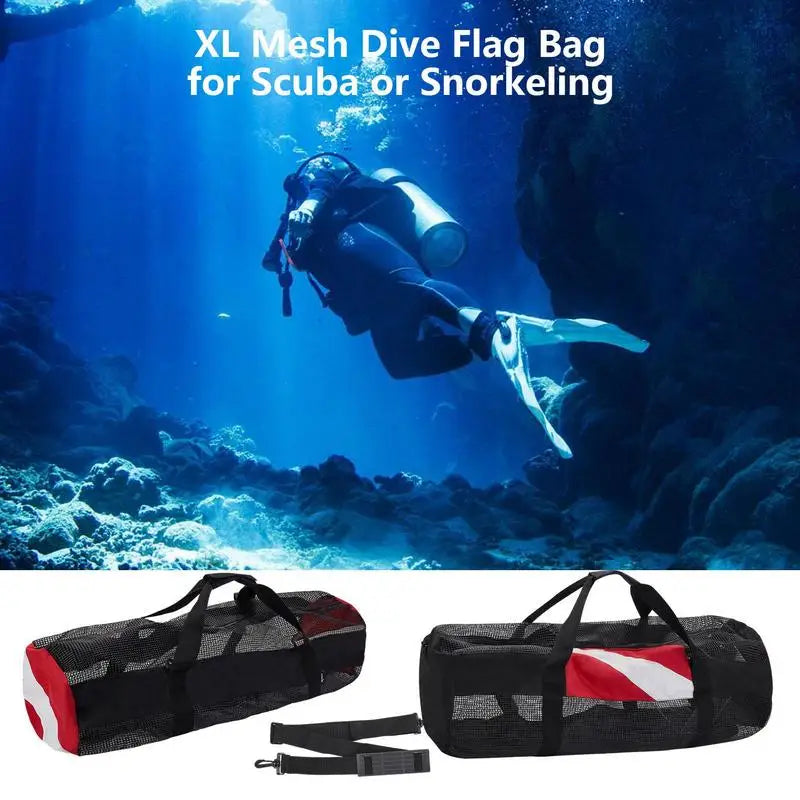 Extra Large Dive Beach Bags Portable Scuba Diving Mesh Tote with Adjustable Shoulder Strap Snorkeling Gear Organizer