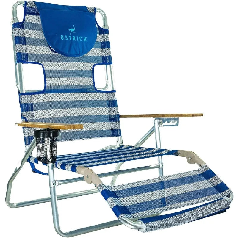 3N1 Lightweight Lawn Beach Reclining Lounge Chair with Footrest, Outdoor Furniture for Patio, Balcony, Backyard, or Porch, Pink
