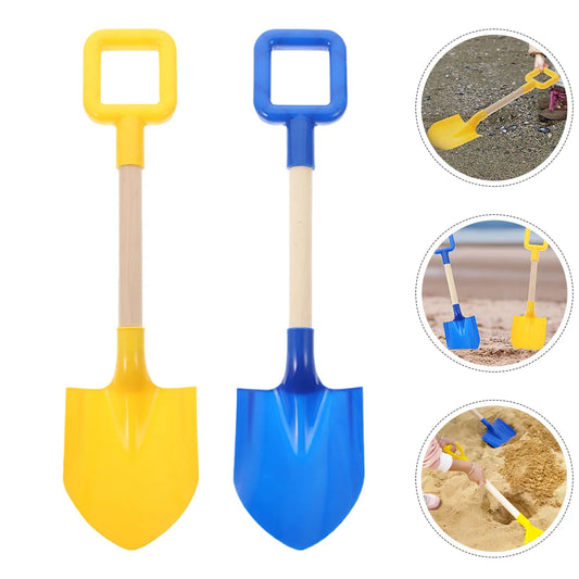 2 Pcs Children's Beach Toys Tools for Kids Shovels Sand Outdoor Spade Wooden Handle