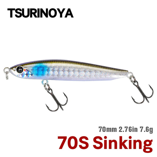 TSURINOYA 70S 70mm 7.6g Sinking Pencil Fishing Lure SWORDSMAN Bass Trout Artificial Hard Baits Long Casting Slim Lipless Lure