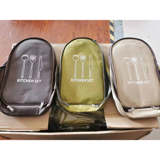 Outdoor Camping Cookware Storage Bag Cooking Utensil Organizer Kitchen Ware Container Bag Portable Picnic BBQ Tableware Pouch