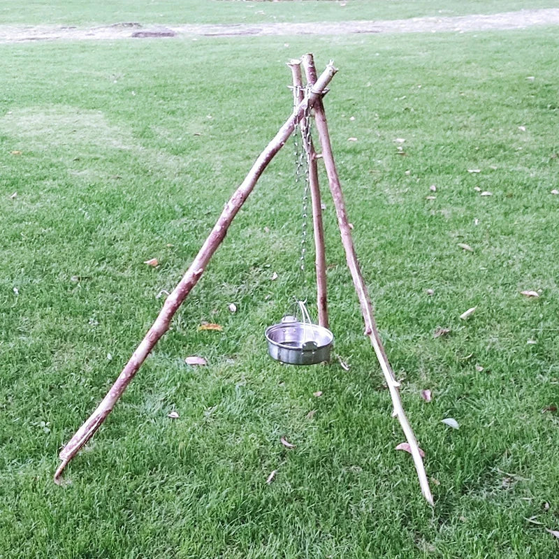 Campfire Tripod Outdoor Stainless Steel Tripod Barbecue Rack Used For Campfire Portable Picnic Hanging Pot Rack Campfire Tripod