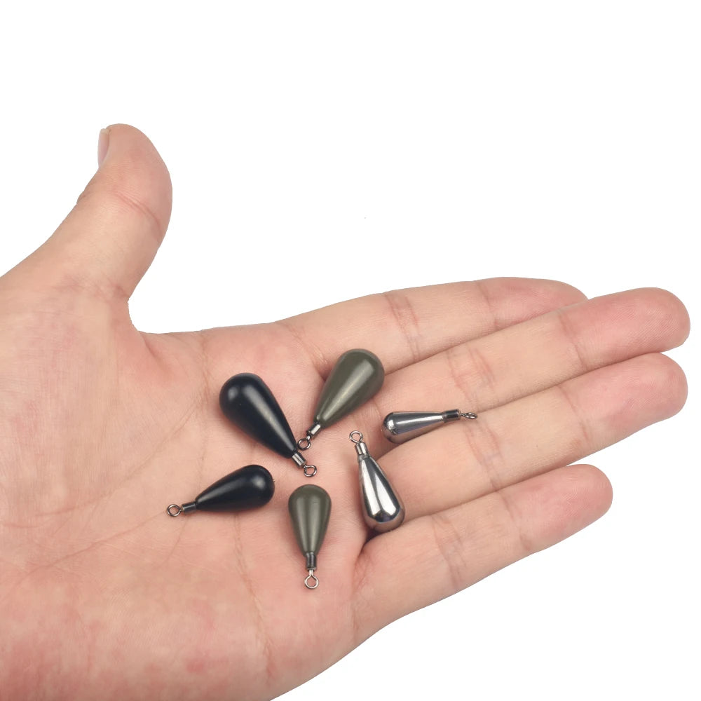 Elite TG 10Pcs Tungsten Tear Drop Sinker Weights Lead-free 1.3g-21g Salmon Bass Fishing Accessories Texas/Carolina Rig Connector