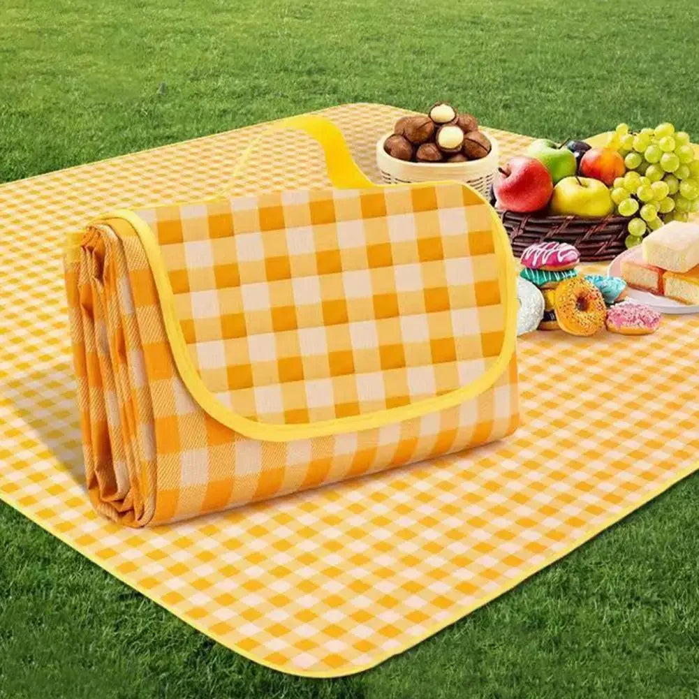 Portable Picnic Blanket Waterproof Moisture-proof Thickened Classic Plaid Rectangle Foldable Camping Mat Outdoor Garden Supplies