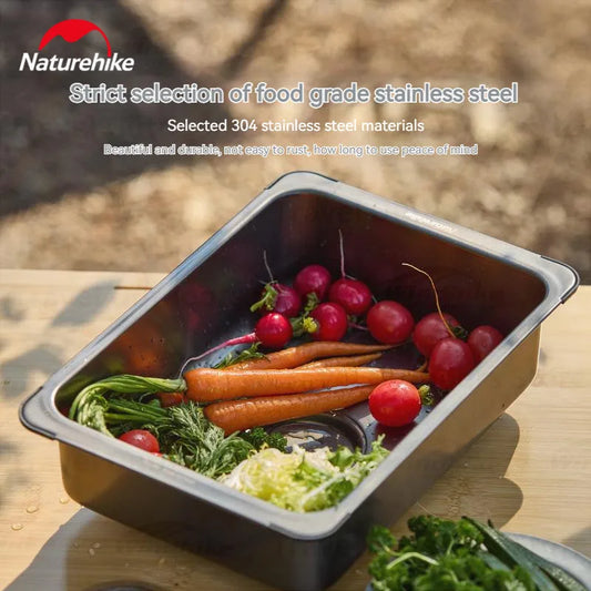 Naturehike IGT Table sink Stainless Steel 6L Wash Basin Picnic Wash Hands Ultra-light Washing Tank Outdoor Camping Kitchen Suppl