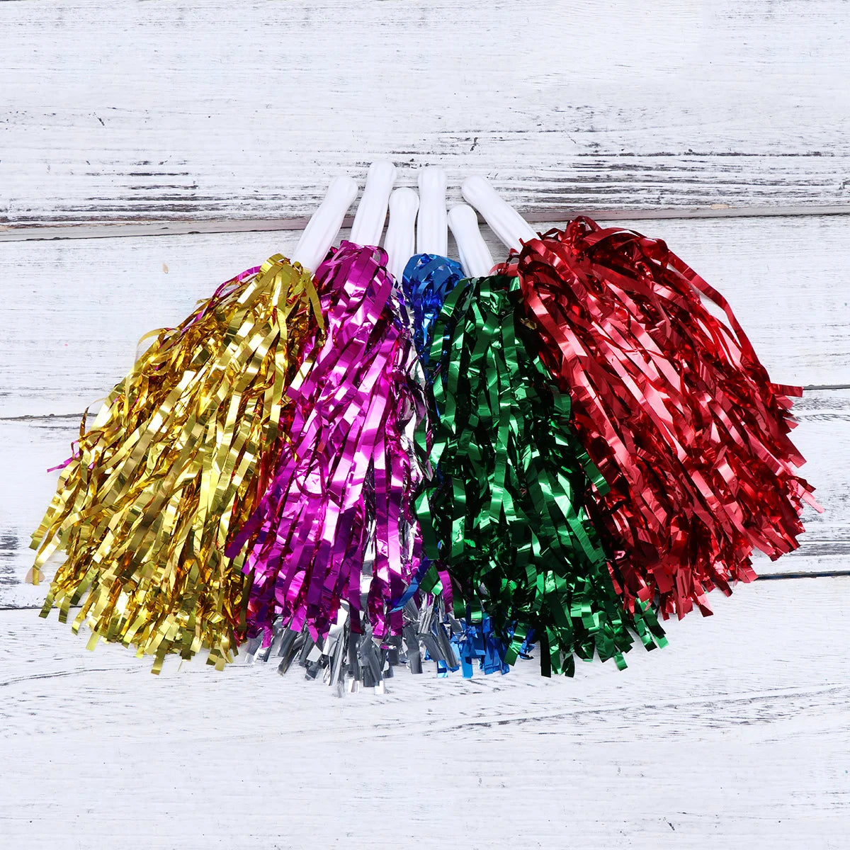 12pcs Straight Handle Cheering Poms Spirited Fun Cheerleading Kit Cheer Props for Performance Competition Cheering Sports Events