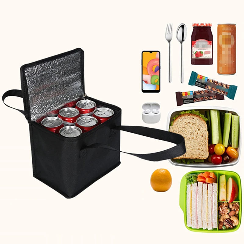 Thermal Insulated Lunch Bag Portable Folding Food Box Drink Cooler Case Outdoor Camping Picnic Tableware Foil Food Carrier
