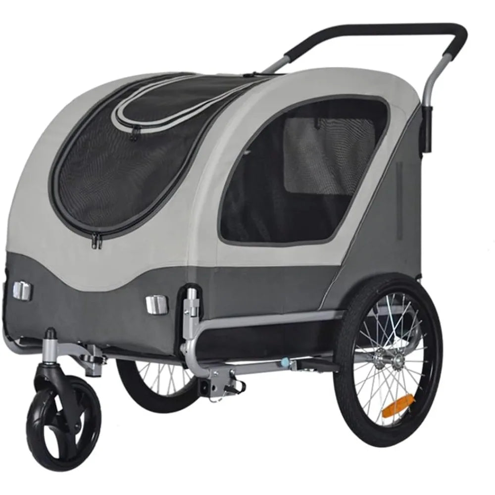 Large Pet Bike Trailer & Stroller 2-in-1,for Dogs Up To 78 Lbs,Parking Brakes,Easy Folding Cart Frame, Quick Release Wheel