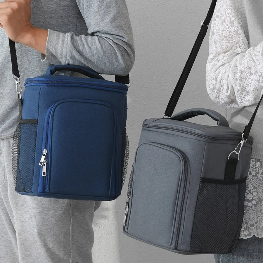 Thermal Insulated Lunch Bag Reusable Lunch Box With Adjustable Shoulder Strap Outdoor Oxford Cloth Large Capacity Insulation Bag