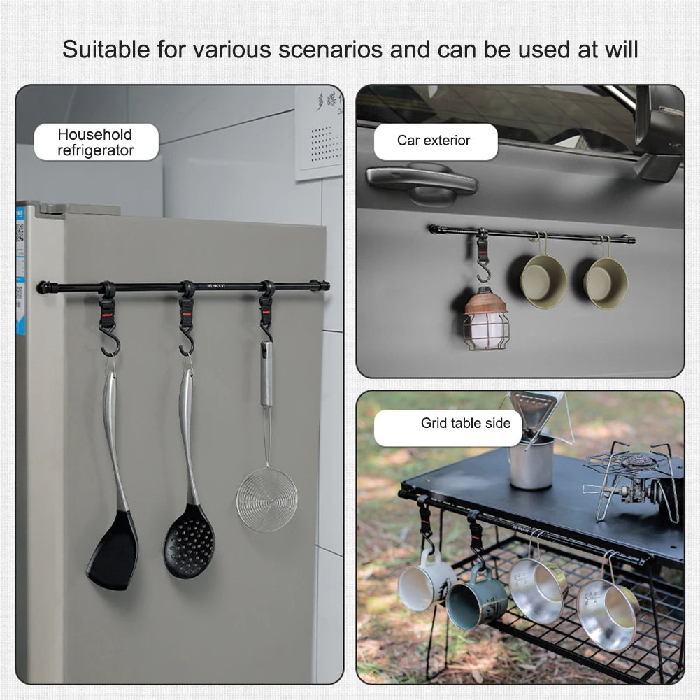 Camping Picnic Cups Bowls Hanger Rod Portable Magnetic Tableware Hanging Rod Detachable Fast Installation Camping Accessories