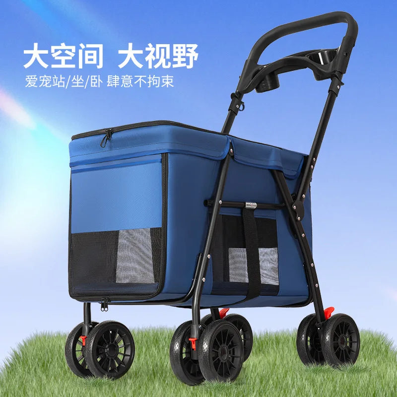 Luxury Dog Pet Strollers Pet Stroller Portable Folding Travel Dog Trolley 4 Wheels for Medium Dogs