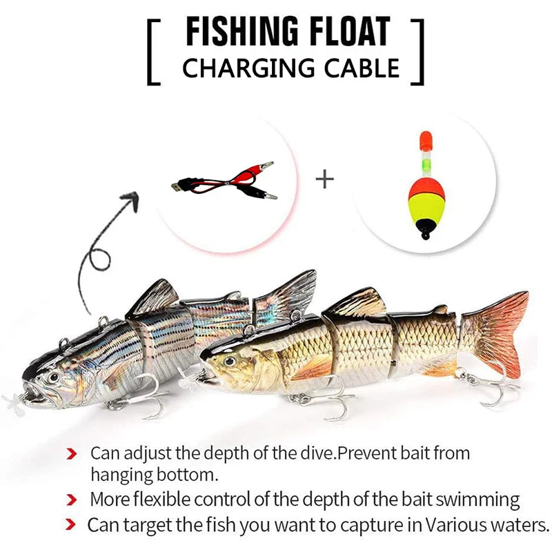 NEW 3.5in Automatic Swimbait Robotic Electric Fishing Lure Auto Multi Jointed Bait USB Rechargeable Wobbler Pesca Accessories