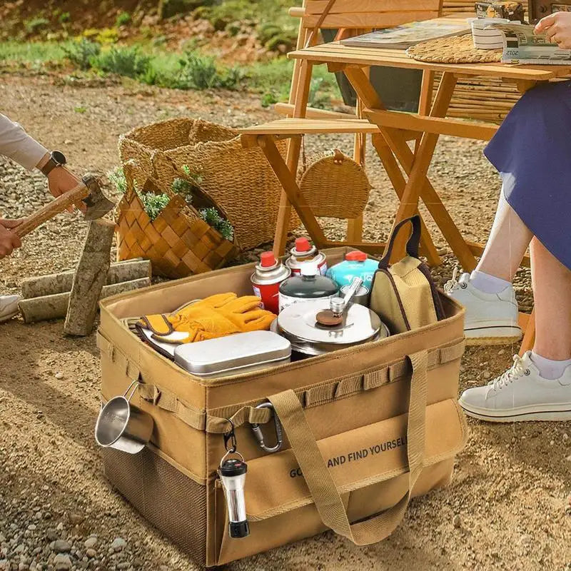 Camping Storage Bag Collapsible Trunk Organizer With Handle Versatile Large Capacity For Outdoor Camping Cooking Picnic