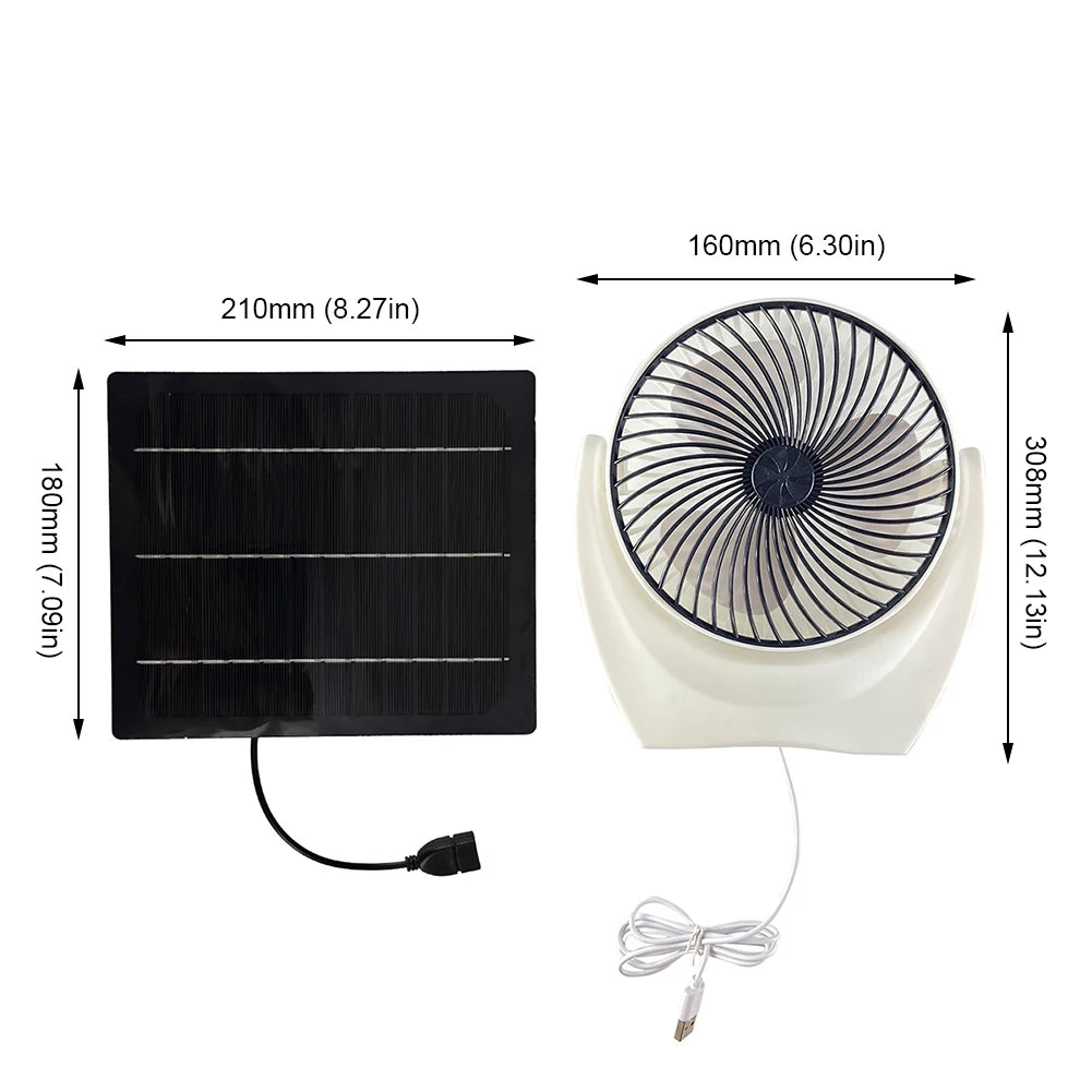 Solar Panel Fan Solar Powered Camping Fan with USB Outdoor Fan Solar Charger Desk Fan for Picnic Barbecue Fishing Travel