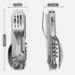Stainless Steel Folding Tableware Detachable Portable Metal Eating Flatware for Camping Backpack Picnic