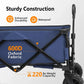 Collapsible Wagons Carts, Heavy Duty Foldable Utility Garden Grocery Shopping Cart w/ All-Terrain Beach Wheels & Drink Holders