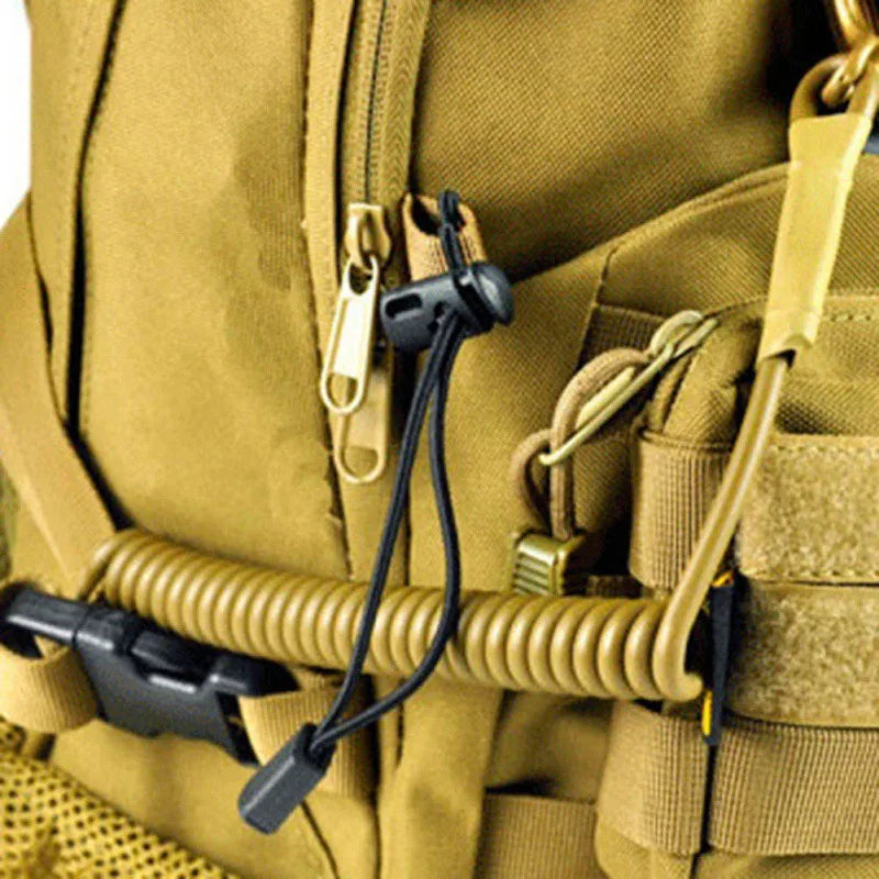 Outdoor Tactical Retractable Plastic Spring Elastic Rope Security Gear Tool For Airsoft Outdoor Hiking Camping Anti-lost Tools