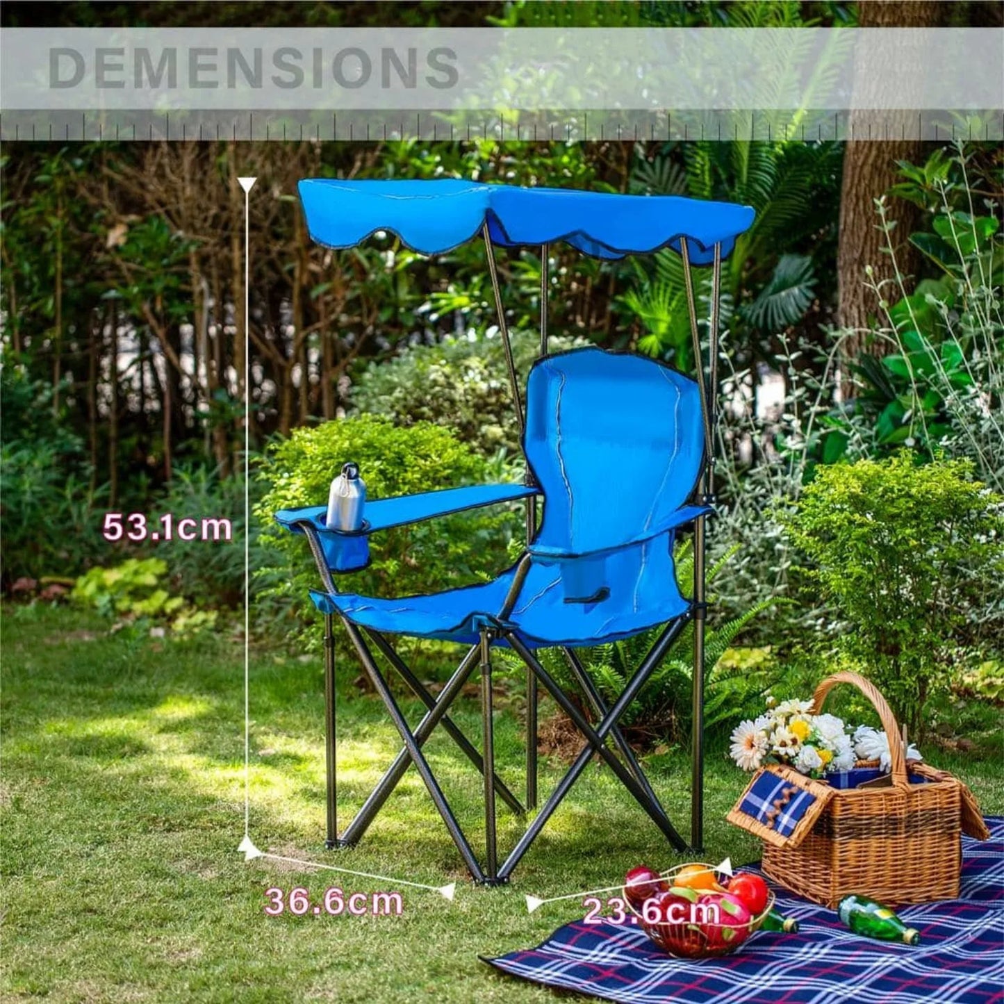 US Camping Chair With Canopy 50+ UPF Light Folding Chair