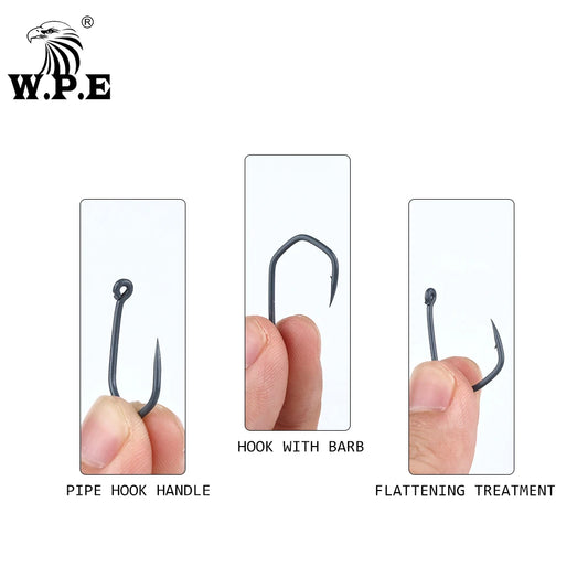 W.P.E Coated Fishing Hook10pcs/20pcs/30pcs Size 1#-6# Carp Fishing Hook High Carbon Steel Barbed Fish Hook Fishing Tackle Pesca