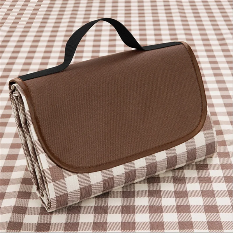 Outdoor Picnic Blanket Extra Beach Blanket Foldable Waterproof Sand Mat for Beach Camping Hiking Brown