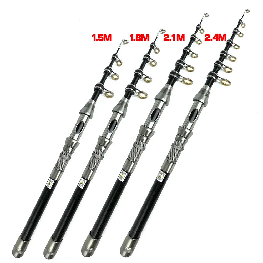 Spinning Fishing Rod Combo 1.5m-2.4m Carbon Fiber Fishing Rod and 2000/3000 Spinning Reel Telescopic Fishing Pole Kit Pesca