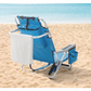 Folding Beach Chair Adjustable Headrest Flexible Tilt Angle, Portable High Strength Cleanable Fabric, for Sand, Camping, Pool