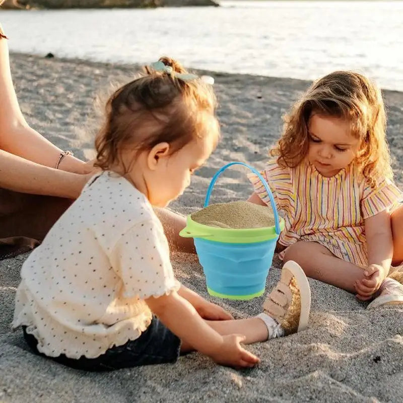 Foldable Beach Bucket Play Sand Bucket Toy For Children Bright Colors Outdoor Fun Toy For Garden Swimming Pool Lake And Backyard