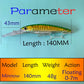 Testar Fishing Lure 140mm 48g Trolling Minnow Saltwater Boat Fish Slow Sinking Artificial Wobblers Hard Bait for GT Tuna Pesca
