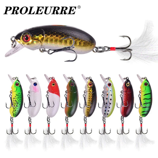 1 Pcs Sinking Crank Fishing Lures 6cm 10g Minnow Wobblers Plastic Hard Artificial Bait With Feather Hooks Carp Bass Crankbaits