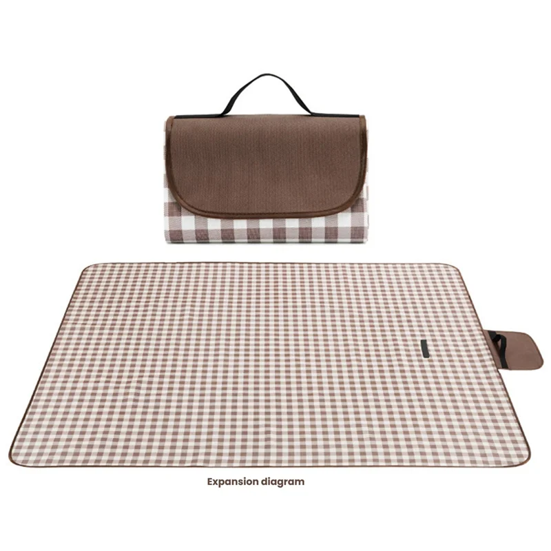Outdoor Picnic Blanket Extra Beach Blanket Foldable Waterproof Sand Mat for Beach Camping Hiking Brown