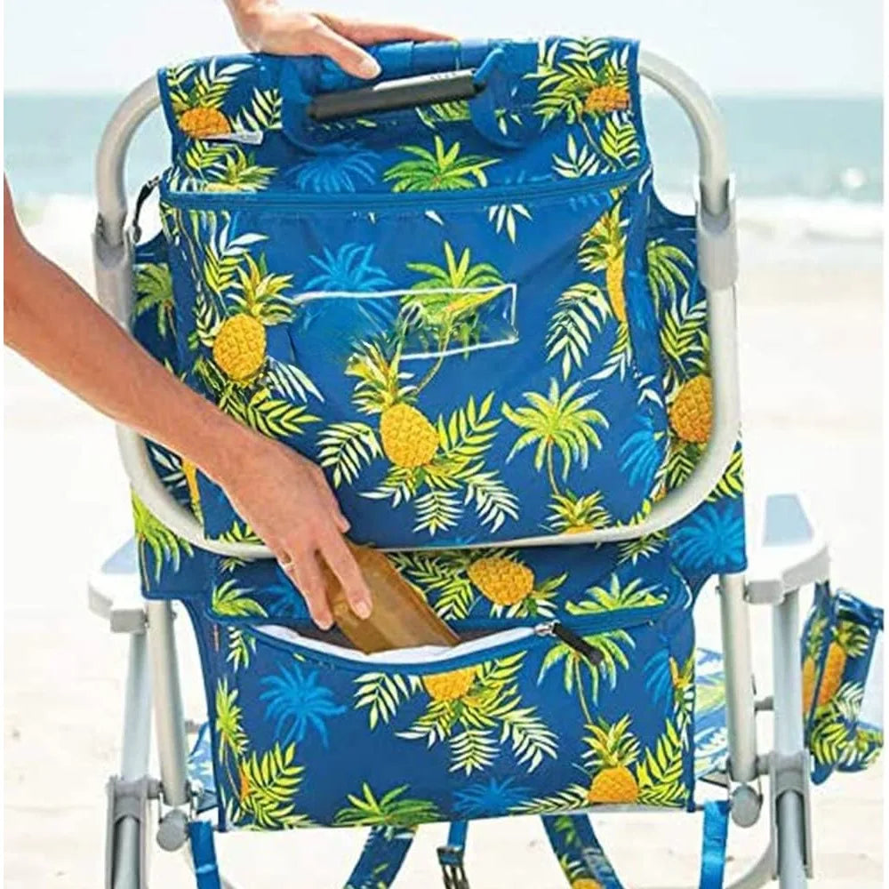 Beach Chair, Polyester, Yellow Pineapple,Adjustable,Durable,Lightweight Polyester 8 Pounds 24"D x 25"W x 30"H Beach Chairs
