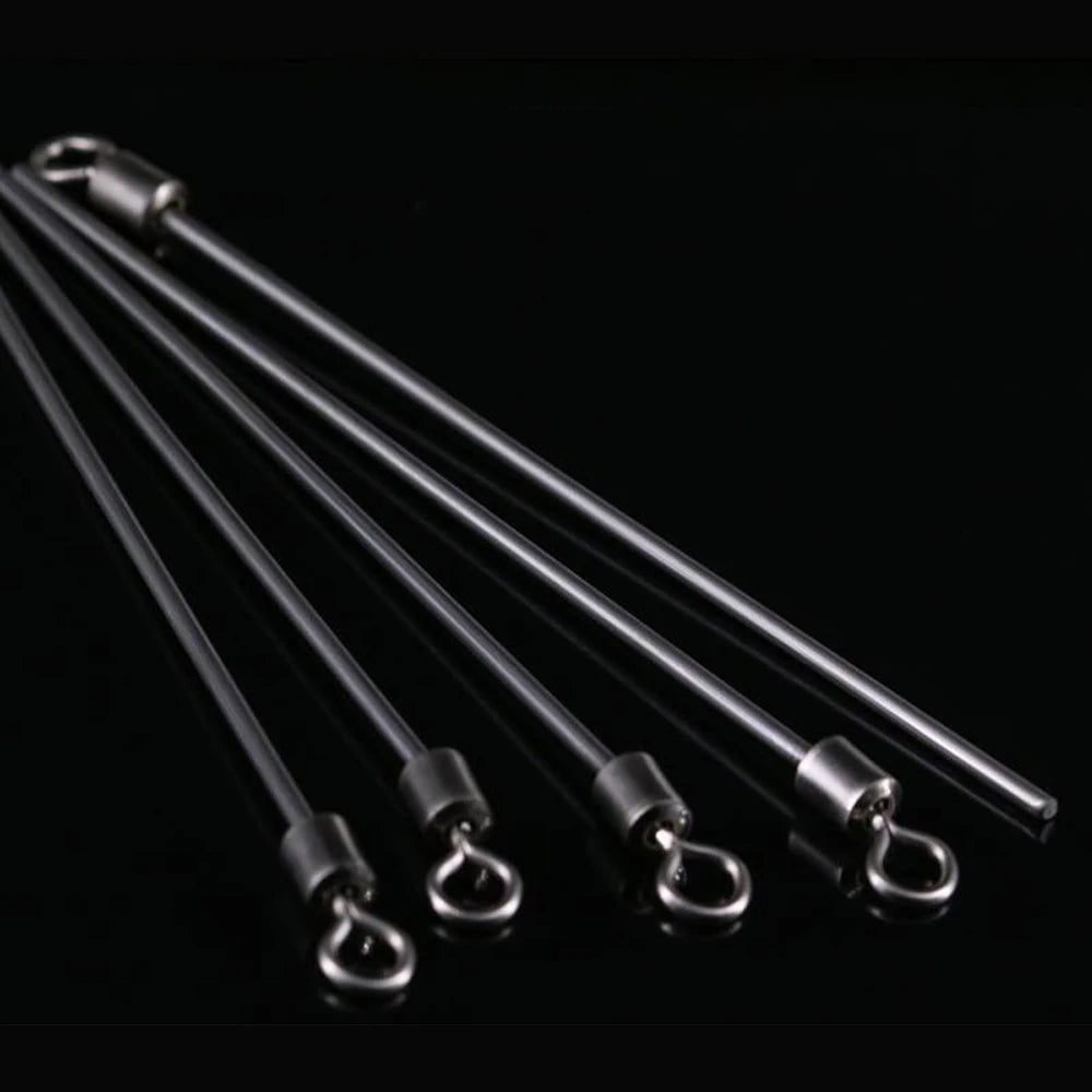 TIANNSII 20pcs Hard Steel Wire Long Pole Fishing Swivel Stainless Steel + Brass Rolling Bearing Swivel Fishing Accessories