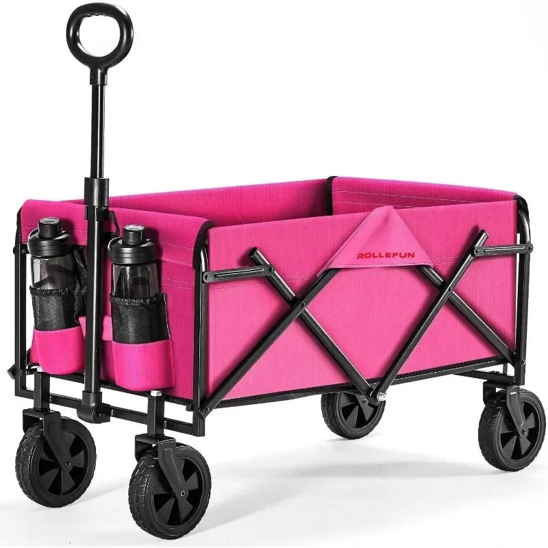 Wagon Cart with Wheels Foldable - Collapsible Utility Wagon Heavy Duty, Folding Grocery Wagon, All Terrain Wagon