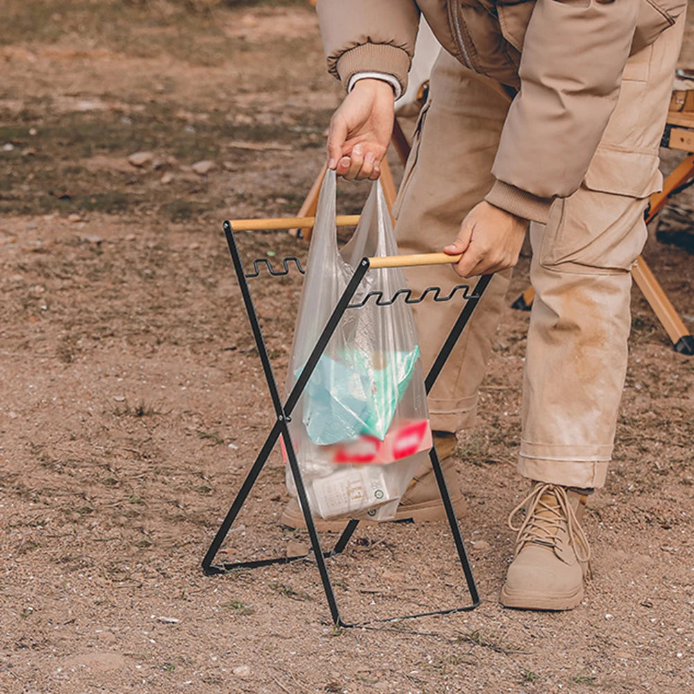 Outdoor Trash Rack Camping Picnic Foldable Plastic Garbage Hanging Bag Holder Kitchen Organizer Trash Rubbish Bags Storage Rack