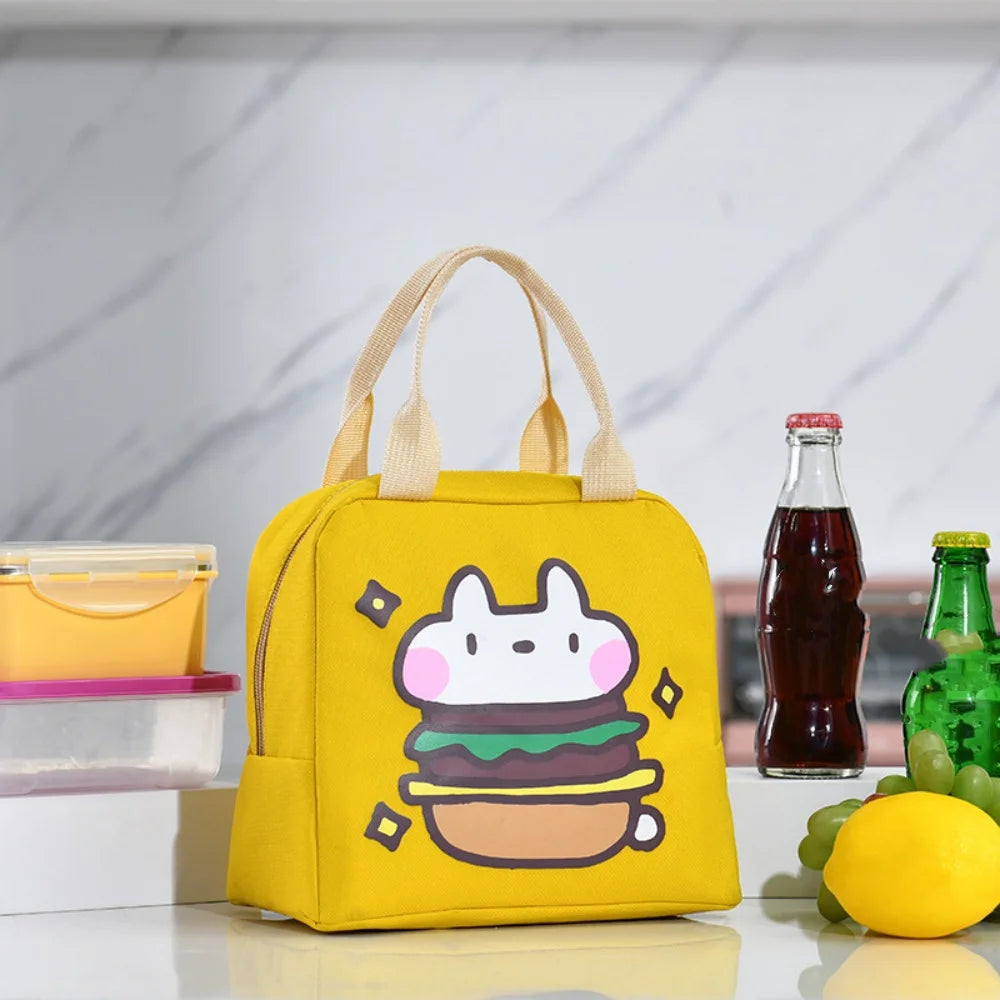 Insulated Cooler Bags Cute Cartoon Picnic Bag Portable Food Bag Cartoon Pattern Bag Lunch Bag Tote Bag Large Capacity