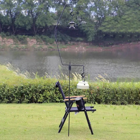 Outdoor Lamp Stand Hook Camping Lamp Rack Light Stand Holder Lighting Ground Stake Portable with Storage Bag for Picnic Outdoor